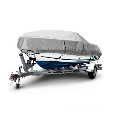 600D WaterProof Heavy Duty Boat Cover For Fish Ski Bass V-Hull Runabouts with Drawstring Storage Bag